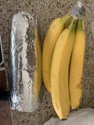 Burrito. Banana for scale