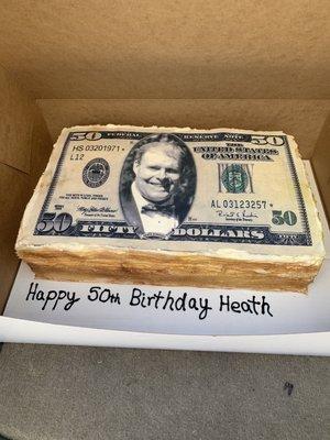 $50 bill cake for 50th birthday. Even looks like a real stack of money!