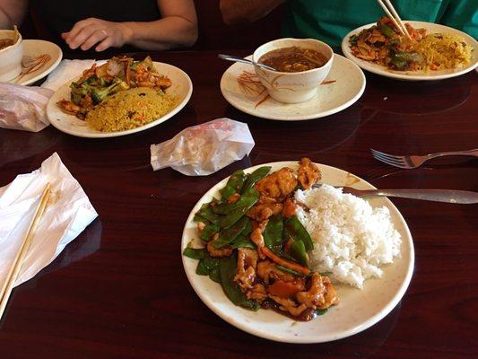 My custom "go-to" order: chicken with only snow peas and carrots with garlic sauce and white rice.