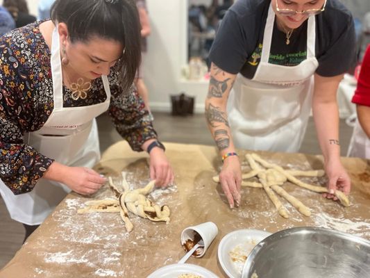 Adding special fillings and braiding our challah