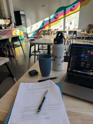 Studying in a cute new coffee shop!