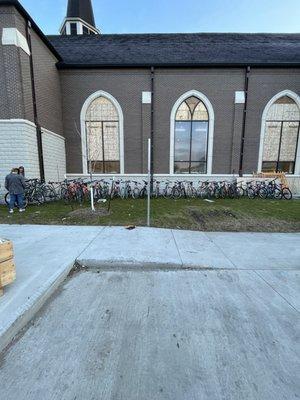 Windows of chapel before completed.