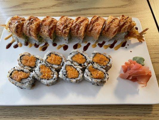 Oneida roll and spicy tuna at Ocean Sushi.