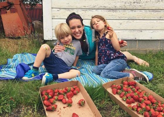 Everyone should look this happy after strawberry picking!