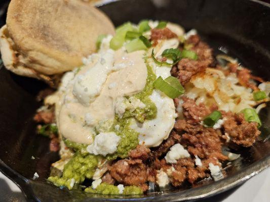 Green Eggs and Ham with an English muffin