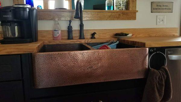 The infamous copper sink.  They built me a custom matching range hood too