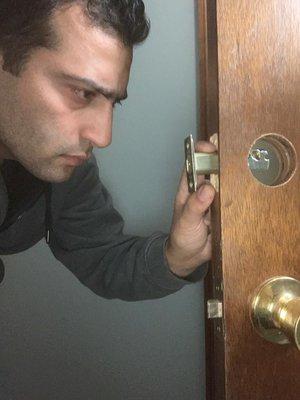 fresh installation of a deadbolt