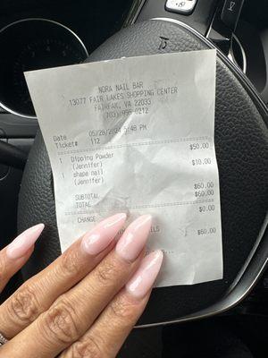 5/28/24 pricing for dip powder on natural nails