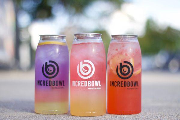 We are pleased announce 2 brand new special drinks! House Lemonade (left), Sunset Ade (middle), Strawberry Lemonade (right).