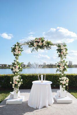 Our beautiful arch with the view of the lake