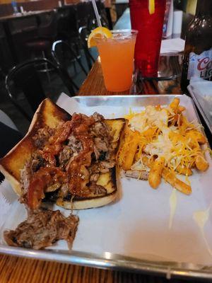 My favorite sandwich (I think they called it the pt belly?) And cheese fries