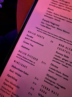 Snap of menu