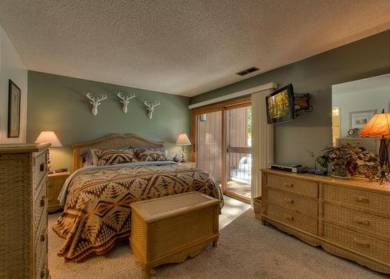 Master bedroom at Carnelian Woods , Condo #63. Comfy King size bed.