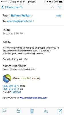 The "rude" email we received -- see my review for context.