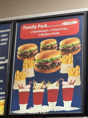 family pack price (menu)