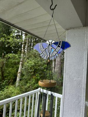 Blue stained glass butterfly