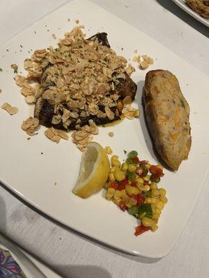 Grouper blackened with sides