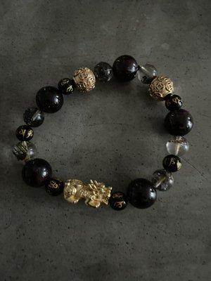 Custom made crystal bracelet with Garnet .