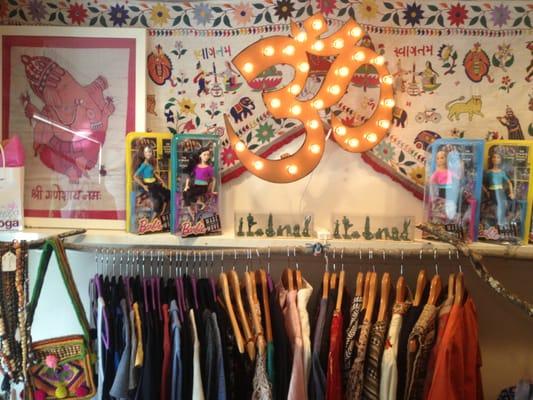 Woodstock Yoga Center Boutique. Yoga Barbies, clothes from India, props, books and more. Open 11-5 M, W, F, and Saturday.