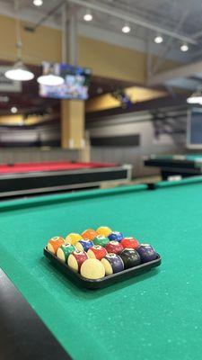 Pool table upstairs near the roller rink