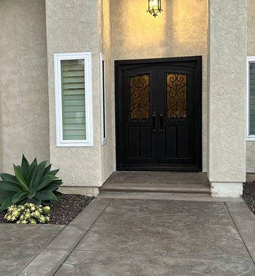 Wrought iron door installed