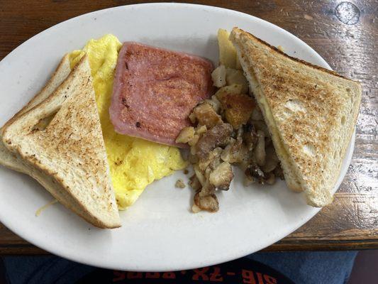 Spam and egg platter