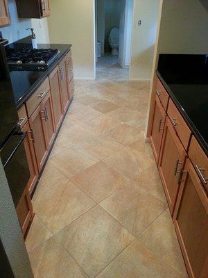 Picture shown porcelain tile lay in diagonal pattern.