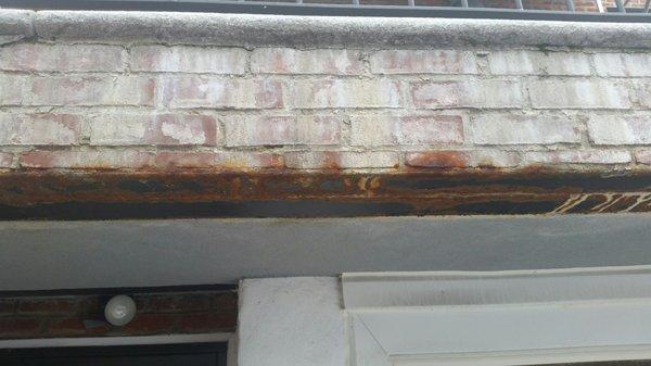 Rusting caused by the leaking porch.