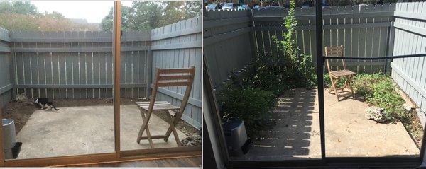 Before and after of back porch