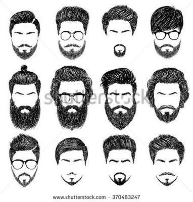 A set of mens hairstyles, beards and mustaches. Gentlmen haircuts and shaves.