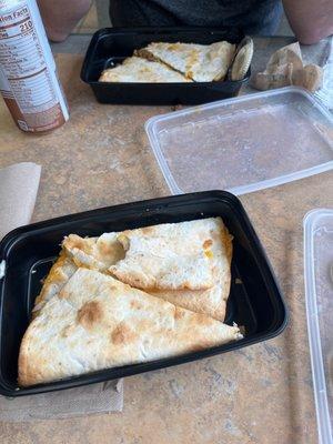 Chicken quesadilla & beef quesadilla