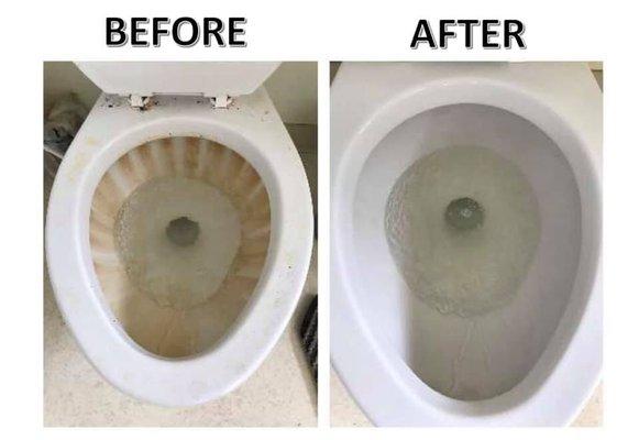 Before and After
Treating Hardwater stains on toilet