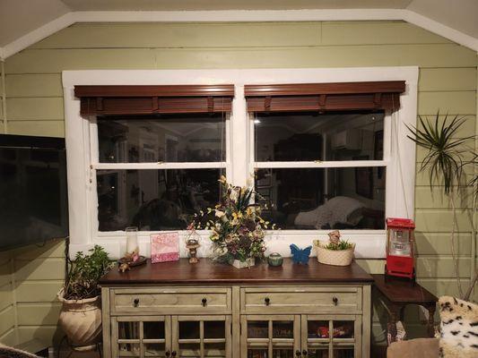 Television & credenza in The Cottage living room