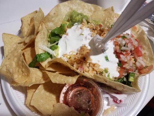 Taco salad made special without meat