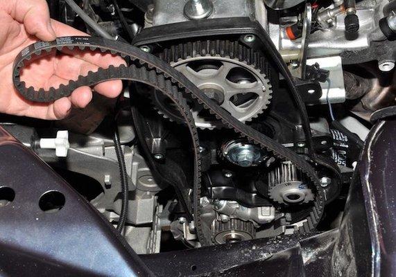 Replacement intervals range between 60,000 to 100,000 miles for timing belts.