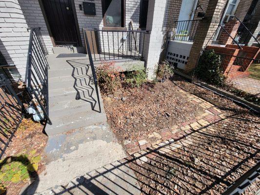 Before: cracked walkway, peeling paint on steps.