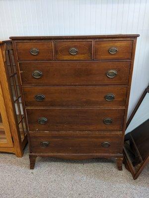 Cherry wood highboy dresser.