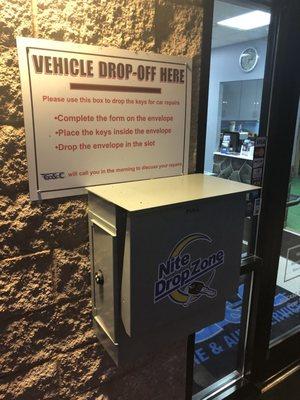 Night drop box at G&C tire and auto.  We have these at all our locations.