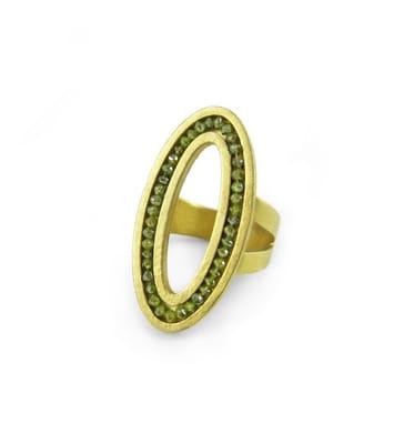 18k Gold ring with Green Diamonds.