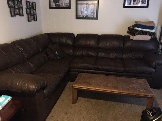 This is the couch we purchased from Big Lots. Super comfy, affordable and doesn't look too shabby in our living room :)