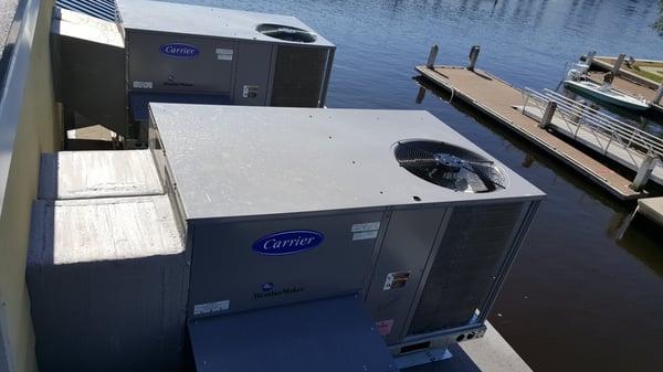 Roof Top Units set and ready for new Safe Harbor Seafood restaurant in Jax Beach.