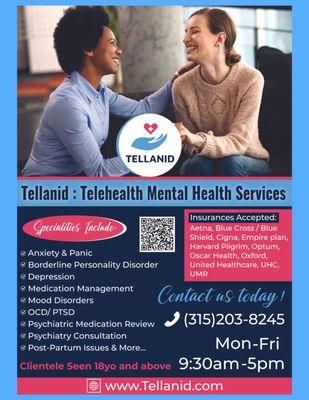 Now providing telehealth virtual mental health services.