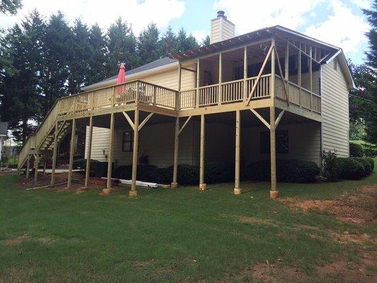 12x16 screen porch and 12 x16 open deck and steps