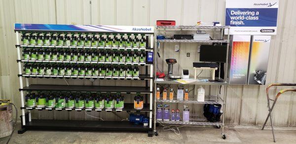 Our new Akzo Nobel Paint system. Complete with color match camera.