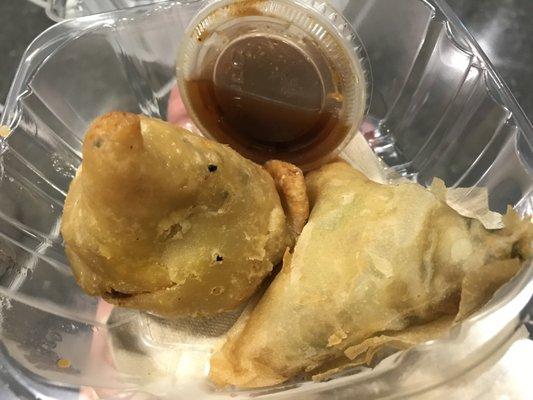 Samosas (Reheated in microwave)