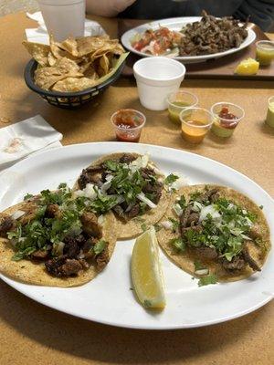 Street tacos  Asada plate no rice or beans.