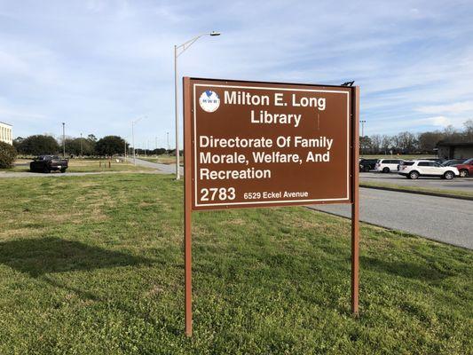 Street sign for the library.