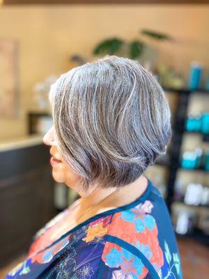 Edgy Bob Haircut side and back view