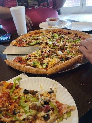 The works large pizza