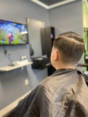 Clean Haircut while he enjoys the X-box.